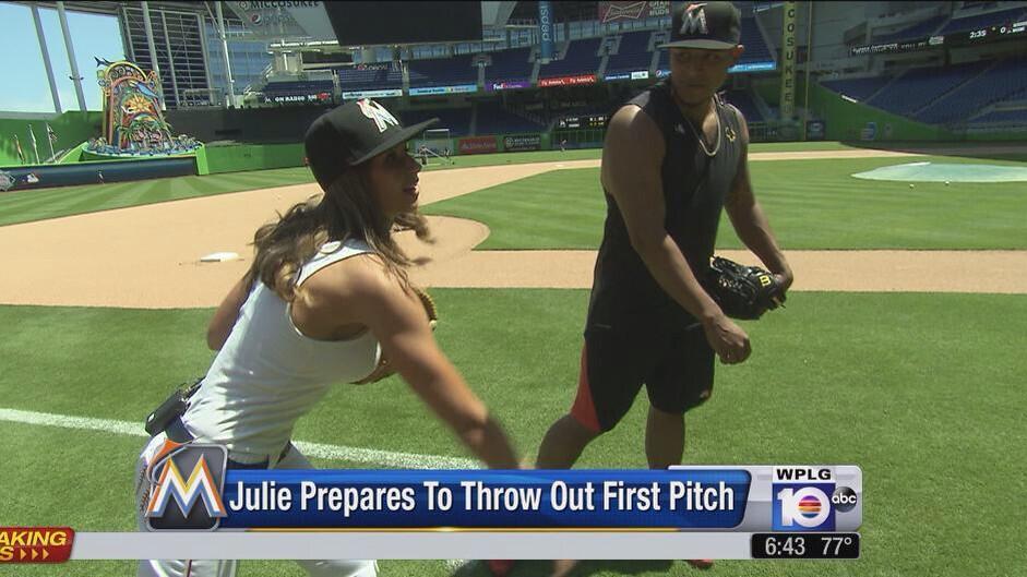 Video: Rock On! Julie Durda Aces First Pitch at Marlins Game