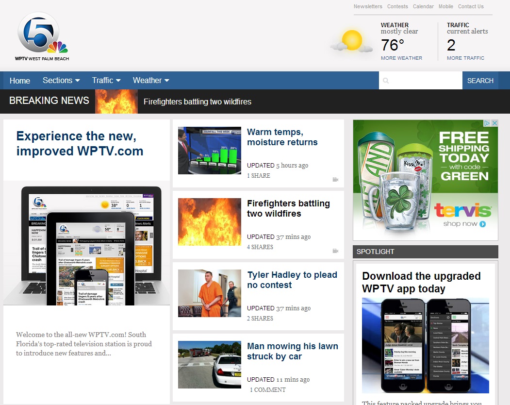 WPTV website WPTV.com Redesigned